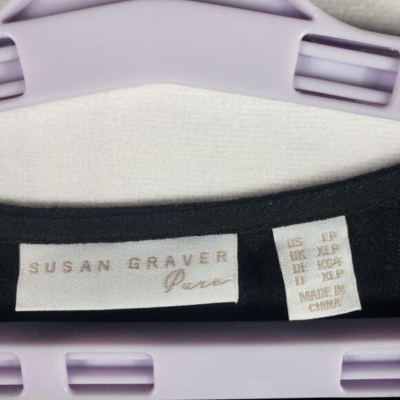 Susan Graver Pure Dress Womens Petite Large Black Linen Blend Tie Sleeve Midi - Picture 7 of 11